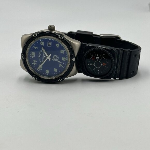 Field & Stream Watch Men Silver Tone Blue Dial Black Band New Battery 9” - Picture 9 of 16